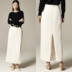 NWT J CREW Trouser maxi skirt in viscose crepe in Ivory